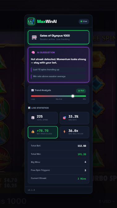 Live gameplay with MaxWinAI overlay